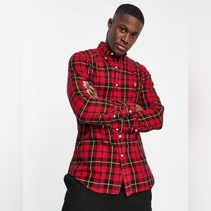 Polo Ralph Lauren lunar capsule gold logo check oxford shirt in red/black